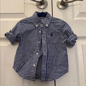 Ralph Lauren Navy and White Gingham Button Down 9mos